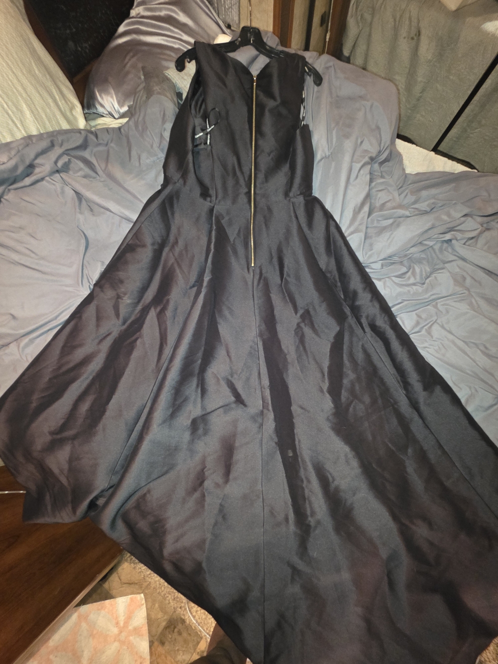 Calvin Klein Black Sleeveless Prom Gown with Gold Zip